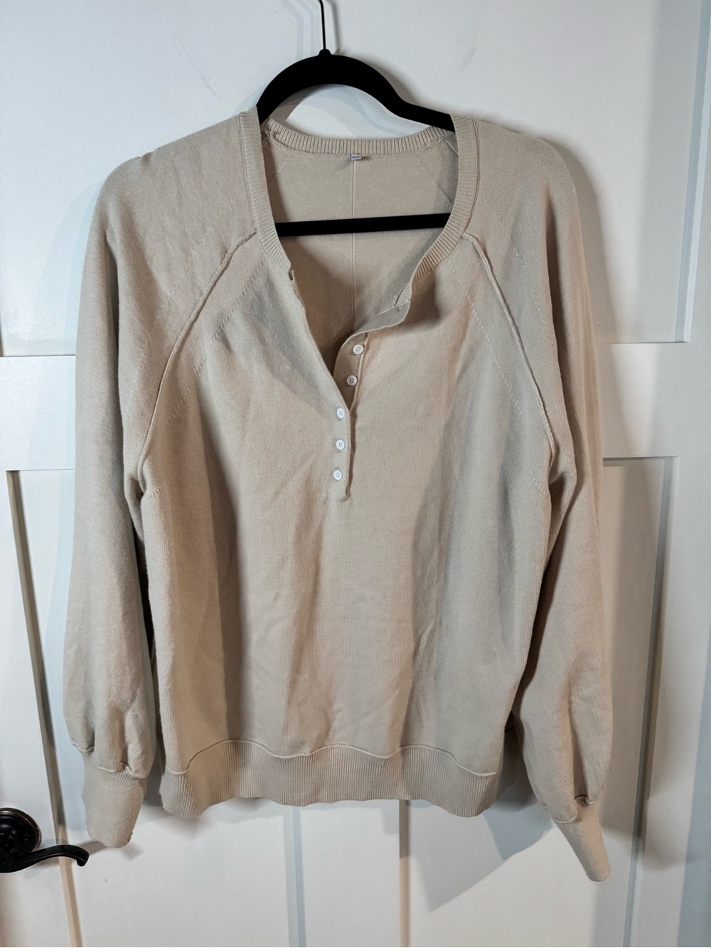 Women's beige Button-Front Pullover Sweater